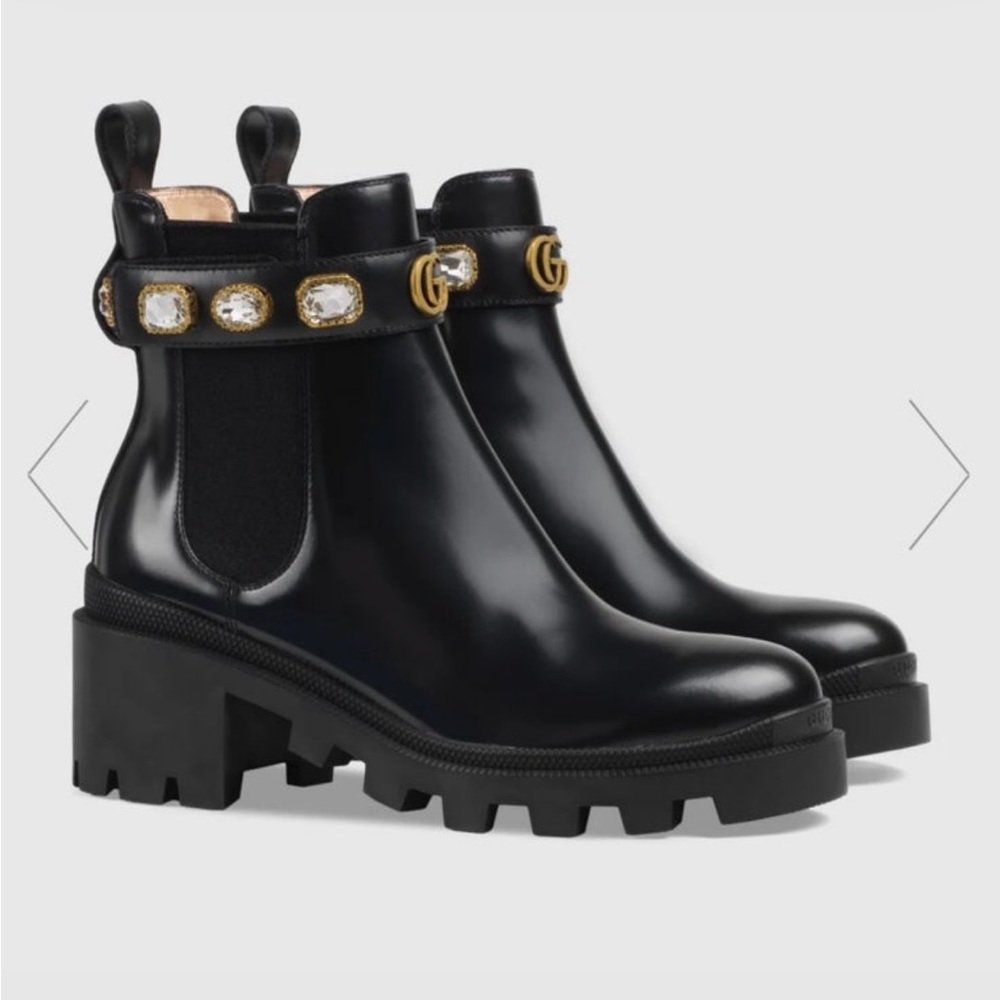Gucci black leather boots with jewels - Picture 4 of 11